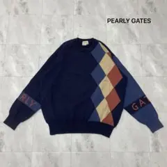 PEARLY GATES ウールニットカーディガン ロゴ ストライプ 0 日本製