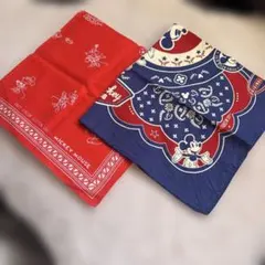 中古品　Mickey Mouse ミッキーマウス　バンダナ2枚セット