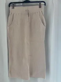 LOWRYSFARMリブ編みベージュタイトスカート Mサイズ
