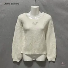Drable barsena 長袖ニット ホワイト リボン付き ボリューム袖 M