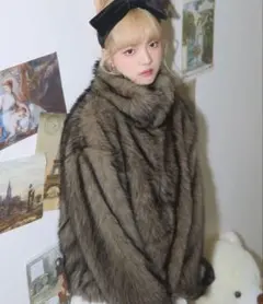 MSGirl ミックスカラーフェイクファーブルゾン