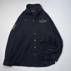 【希少モデル】COOGI 長袖シャツ 刺繍ロゴ ワッペン ブラック XXL
