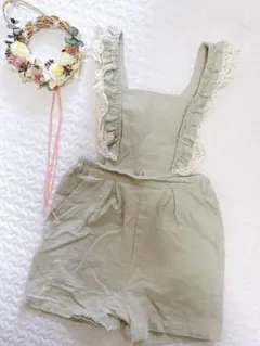 美品♡Petit main♡ミントカラーの２Way　フリルサロペット♡110