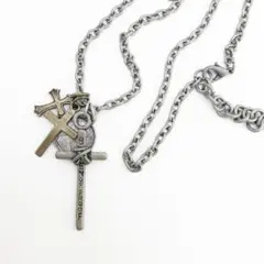 クロス　コイン　十字架　ネックレス　アンティーク　シルバー　ペンダント