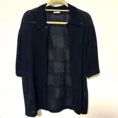 【美品】GU メッシュニットシャツ　M ブラック　黒　トップス　シャツ　夏