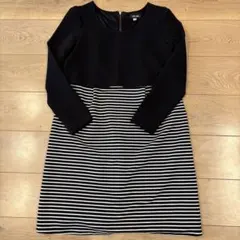 LOVE MIC 黒白 ストライプ 授乳服 ワンピース 綺麗目 清楚