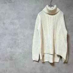 コムサイズム　ウール　ニット　長袖　タートルネック　セーター　秋冬　スリット　M