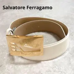 フェラガモSalvatore Ferragamo Fロゴゴールドエナメルベルト
