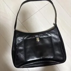 黒いレザーショルダーバッグ　Ralph Lauren