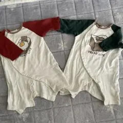 双子　クマとパンのロンパースセット