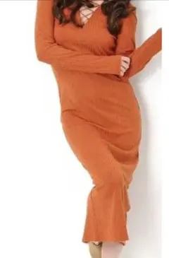 エゴイスト レースアップタイトワンピース ロング オレンジ