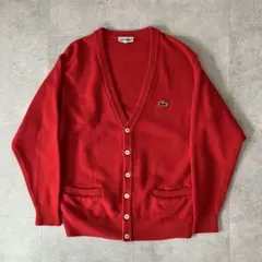 90s LACOSTE ラコステ ニット カーディガン/レッド/size(4)
