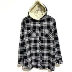 Rapty ボアジャケット　長袖　秋冬　チェック　レディース　Lサイズ　白