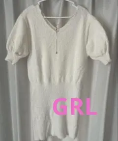 GRL 半袖ニットワンピース ホワイト F