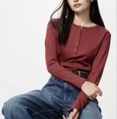 リブヘンリーネックT/長袖