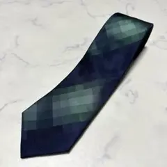 未使用級美品　ピエールカルダン　ネクタイ　ネイビー　グリーン　チェック