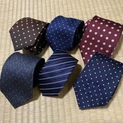 【まとめ売り】ネクタイ 6本セット（ドット・ストライプ・チェック）