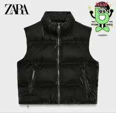 ZARA ブラック ラバー加工キルティングベスト 2025-2026