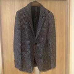 LARDINIラルディーニLIKNITヘリンボーンネイビー×グレージュ48 LARDINIラルディーニLIKNITヘリンボーンネイビー×グレージュ48 - メルカリ
