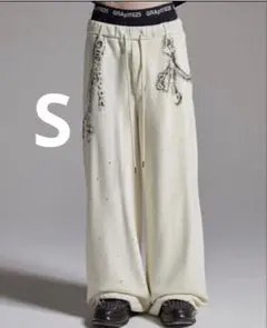 【GRANCY】ラインストーンデザインレイヤードスウェットパンツ Sサイズ GRANCY】ラインストーンデザインレイヤードスウェットパンツ Sサイズ