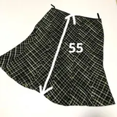 フレアスカート 黒と緑のチェック柄 ウエスト67cm