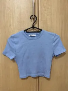 ZARA ライトブルー クロップドTシャツ S