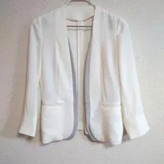 スーツスクエア WHITE　ホワイト ノーカラージャケット サイズ 36