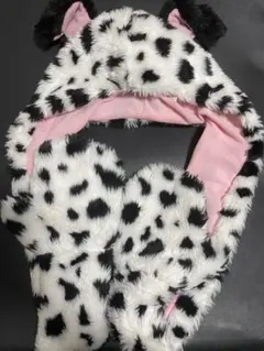 ダルメシアン柄フード付きマフラー 101匹わんちゃん