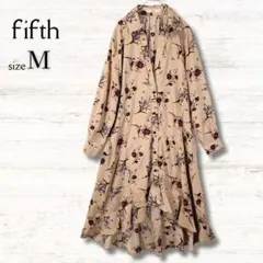 フィフス 花柄ロングワンピース シャツワンピ 長袖 華やか ガーリー 茶系 M