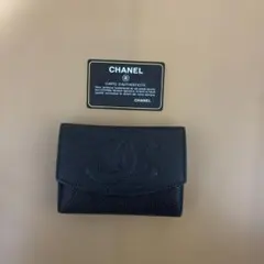 CHANEL ブラックレザー 二つ折り財布