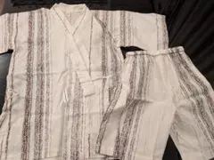 綿製 甚平 130サイズ 白地 ストライプ