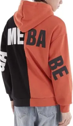 特価【2XL】オーバーサイズ　裏起毛　パーカー　プルオーバー　オレンジ×ブラック