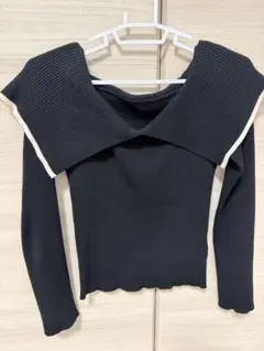 GRL ビッグカラーオフショルダーニットトップス