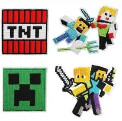 4枚まとめ売り　マインクラフト Minecraft アイロン接着　刺繍ワッペン