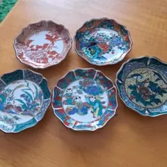 九谷焼　歴代画 皿揃 色絵 豆皿 5枚セット 伝統柄 和食器のサムネイル