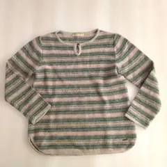 お値下げ　CROCODILE ストライプ 長袖ニットベージュ系　L　レディース