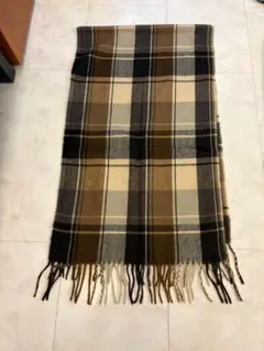 ブラウン系　チェック柄　大判　マフラー　200*50cm