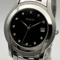 稼働】GUCCI 11P ダイヤ 腕時計 デイト 黒文字盤 シルバー - メルカリ