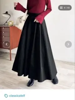 classicalelf タックフレアボリュームスカート ブラック