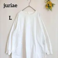 【ジュリアエ】ラウンドヘムシャツ バックボタン ホワイト L