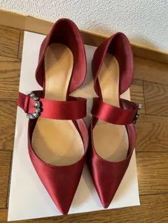 ZARA サテンフラットドレスシューズ パンプス 赤紫
