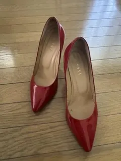 COMEX 赤エナメル オープントゥハイヒール パンプス レッド 22cm