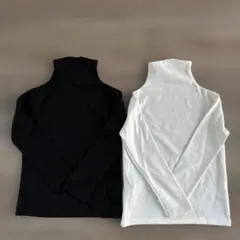SHEIN タートルネック長袖シャツ　白　黒　2セット　110㎝
