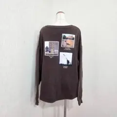 BRANDALISED バンクシープリントスウェット トレーナー（M）ブラウン