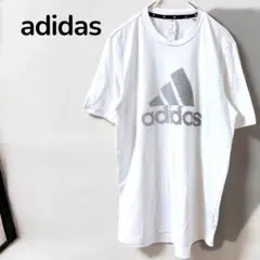 【アディダスadidas】Tシャツ　半袖　ビッグロゴ　スポーツ　ホワイト　M