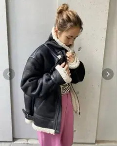 ★Ungrid★フェイクムートンボアブルゾン　オーバーサイズ　ライダース