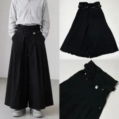 キディル KIDILL ZIPボンテージワイドパンツ ハーフパンツ ブラック