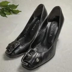 【良品】DIANA/ダイアナ/パンプス/黒/ブラック/ヒール9㎝/23.0cm