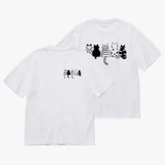 新品 猫イラスト ホワイト 半袖Tシャツ男女兼用（S～XXXL対応）