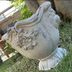 《ガーデン雑貨》アンティークテラコッタ鉢 ライオンオブジェ